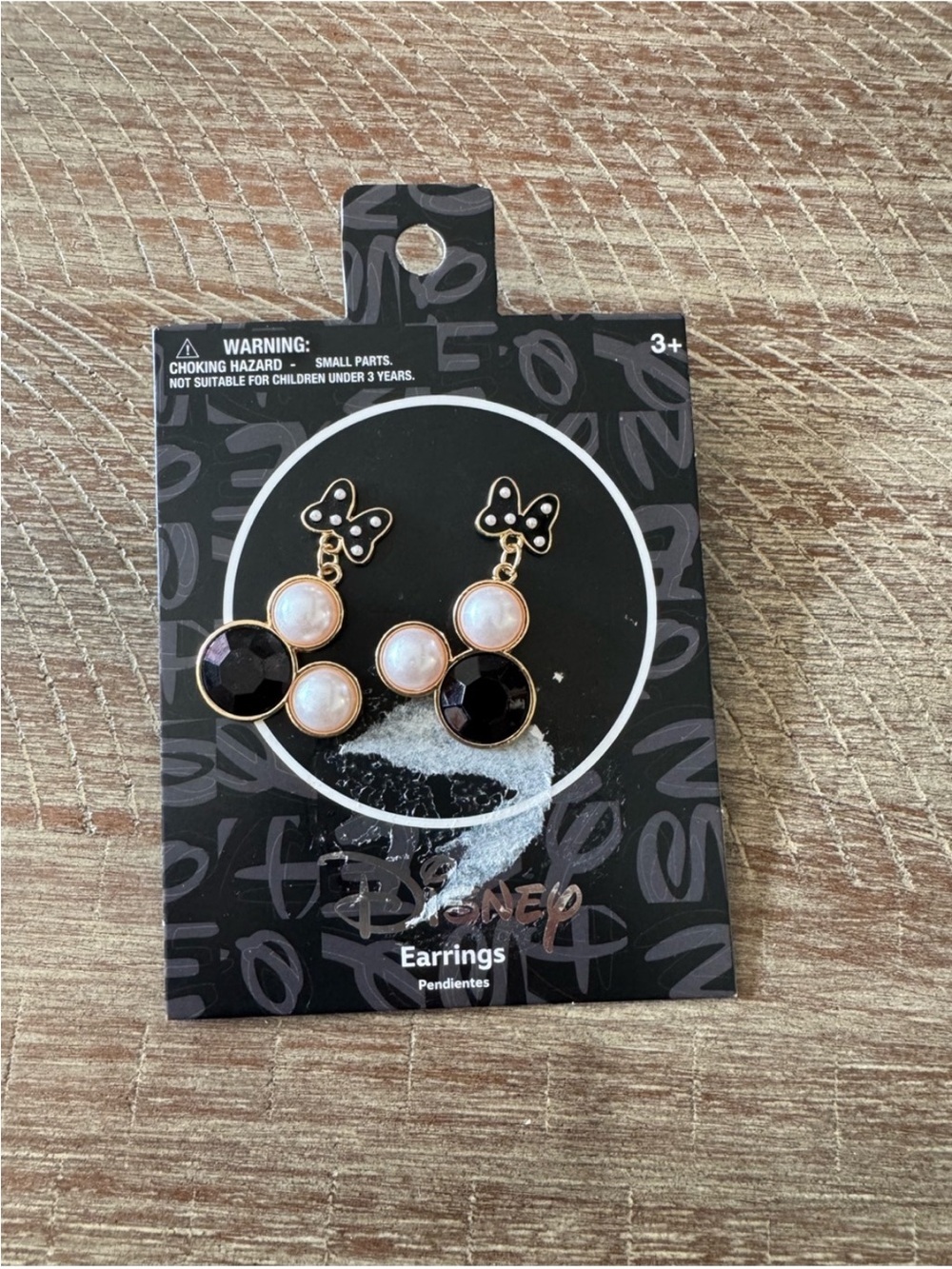Disney Minnie Mouse Inspired Black & Pearl Drop Earrings New